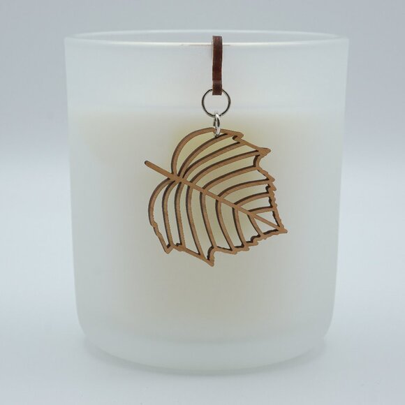 Handcrafted Cherry Wood Leaf Candle Charms | Rustic Candle Jewelry - Picture 2 of 7